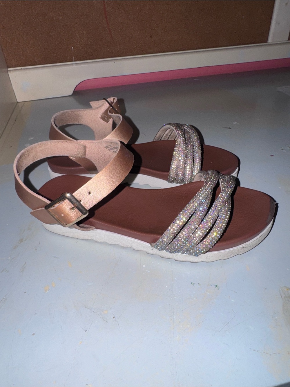 Sparkle Strap kids Sandals in Rose Gold